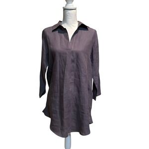 Vikolino 100% linen Gray  popover tunic blouse pockets‎ LAGENLOOK  Size M/L